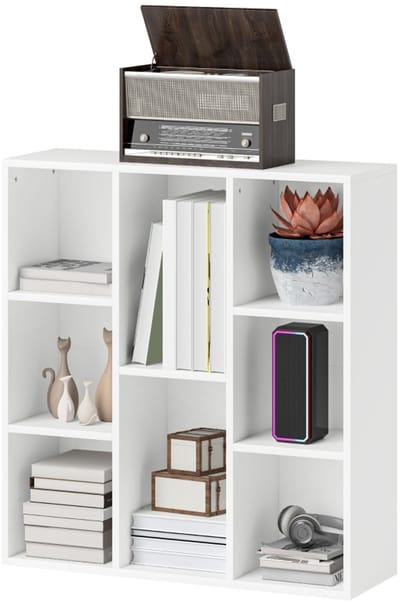 Boekenkast - 8-Laags Staand Opbergrek voor Woonkamer, Slaapkamer en Keuken - MDF - Wit