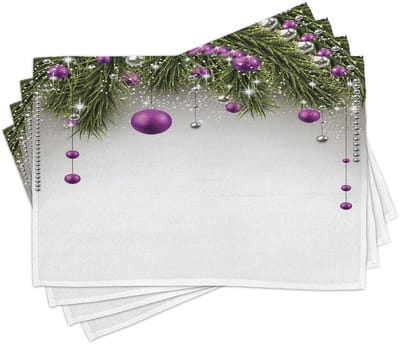 ABAKUHAUS kerstplacemats, boom, wasbare stof eetkamer keukentafeldecoratie digitale print, wit paars