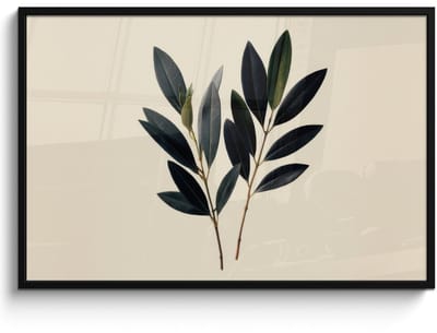 Poster in lijst - Fotolijst 120x80 cm - Posters - Ovaalvormige bladeren - Diep groen - Symmetrisch - Posterlijst zwart - Decoratie - Wanddecoratie woonkamer - Muurdecoratie slaapkamer