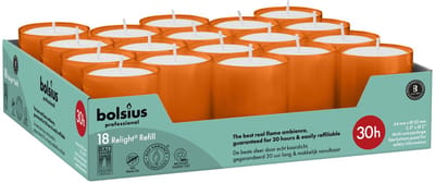 Bolsius Professional - Relight navulling - 64/52 - Oranje - 18 Stuks - 30 Branduren