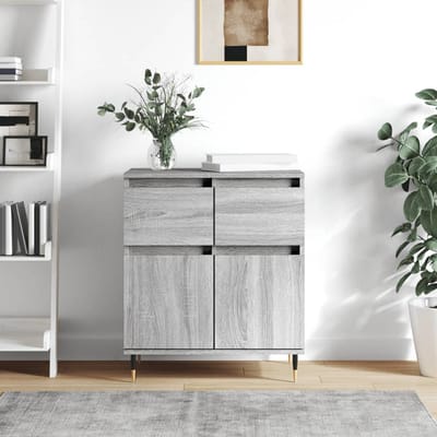 vidaXL - Dressoir - 60x35x70 - cm - bewerkt - hout - grijs - sonoma - eikenkleurig