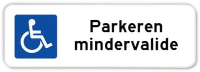 Parkeerbord Mindervalide - Weerbestendig Aluminium - 40x15 cm - Bevestiging: Zonder bevestiging (alleen het bord)