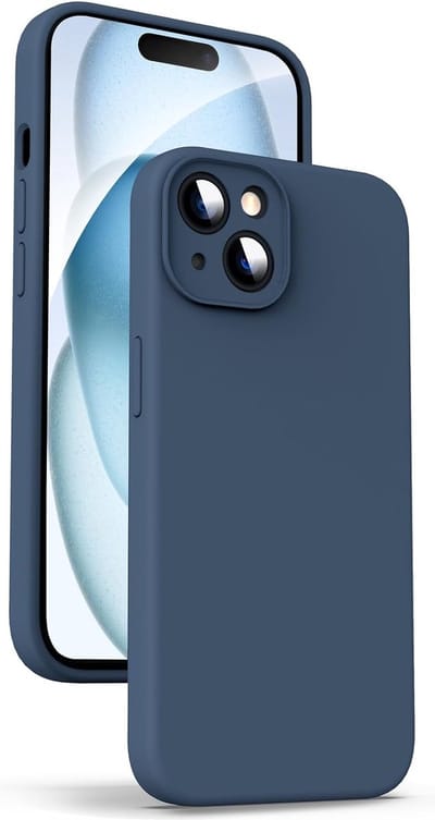 Solid hoesje Soft Touch Liquid Silicone Flexible TPU Cover [Camera all-round bescherming] - Geschikt voor: iPhone 15 Plus - Donkerblauw