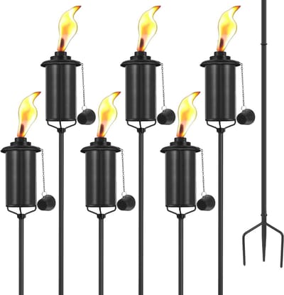 6 Stuks Tuinfakkels voor Buiten Met Citronella - Decoratieve Fakkels met 150 cm Hoogte