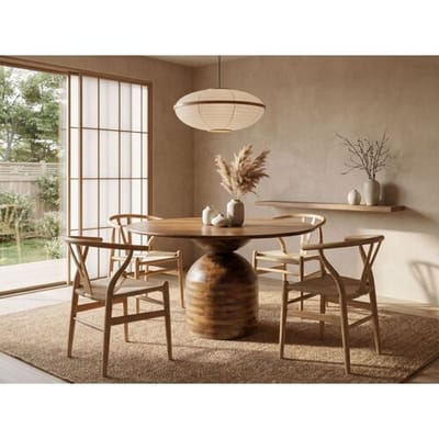 Wohnling ronde tafel mangohout met bolvormige kolomvoet 120 cm