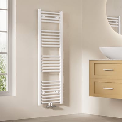 EMKE Handdoekradiator - 120x40 cm - 427 W - Glans Wit - CV Badkamer Radiator - Midden/ Zij- Aansluiting