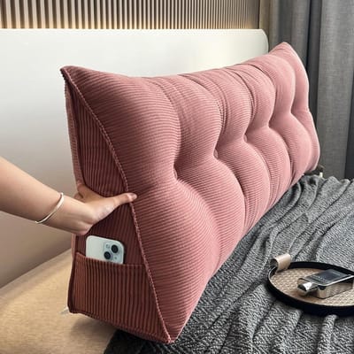 Wigkussen Lezen - Rugsteun Kussen - Comfortabel Ontspannen - Afneembare Hoes - 60 x 50 cm - Grijs