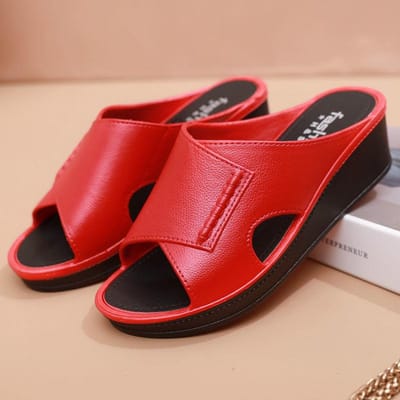 Slippers Dames Sleehak Dikke Zool Sandaal Slippers Draag Mode Buiten Huis Badkamer Antislip Casual Veelzijdige Strandschoenen 40 red