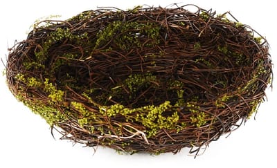 Dekoratief | Vogelnestje m/gras/mos, naturel/groen, pvc, 20x20x7cm | A260819