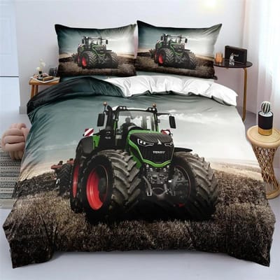 3D Printen Tractor Beddengoed Set Jongens Tractoren Dekbedovertrek Set met Kussensloop Hometextiel Eenpersoons Twijfelaar Queen King Kindergeschenk 135x200cm 2pcs