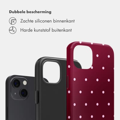 Selencia Hoesje - Geschikt voor Apple iPhone 13 Pro - Backcover - Happy Dots Burgundy
