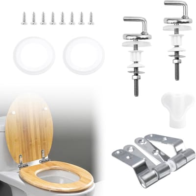 Toiletzitting Bevestiging - Onderdelen Set - Toilet Reparatie - Roestvrij Staal - Universeel - Zilverkleurig