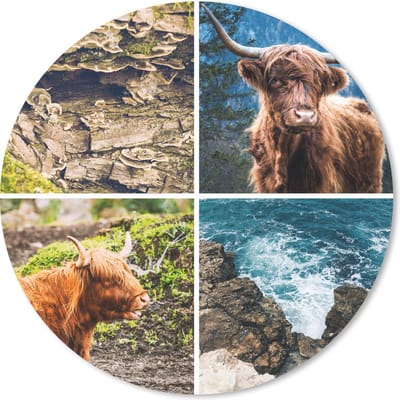 Muismat rond 20x20 cm - Mousepad Schotse hooglander - Natuur - Zee - Ronde muismatten