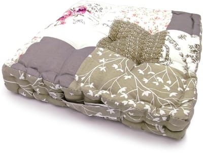Lavandoux Vloerkussen - Box-kussen - 38 x 38 cm - Beige - Patchwork