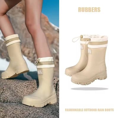 Waterdichte & Antislip Regenlaarzen voor het Hele Gezin voor Buitenactiviteiten, Bijpassende Designs voor Volwassenen & Kinderen 41 beige