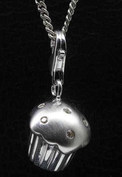 Zilveren Muffin - Cupcake zilver met zirkonia hanger én bedel