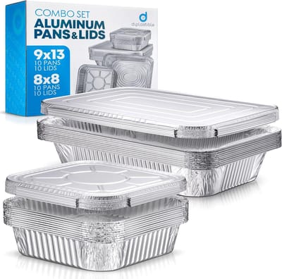 Aluminium Bakvormen - Wegwerp Bakjes - Catering en Bakken - Lekvrij en Stevig - 20 Stuks Combo - Aluminiumkleurig