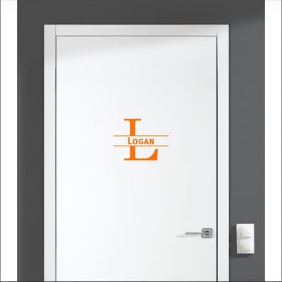 Deursticker Met Naam -  Logan - Oranje