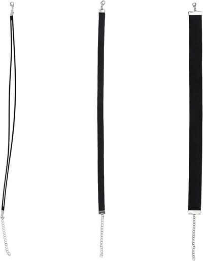 Set van 3 Zwarte Velvet Choker Kettingen voor Vrouwen, Verstelbare Kraag voor Cosplay, Halloween en Gothic Stijl