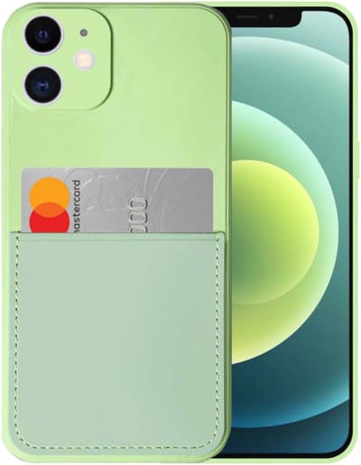 Smartphonica iPhone 12 Mini siliconen hoesje met pashouder en zachte binnenkant - Groen geschikt voor iPhone 12 Mini