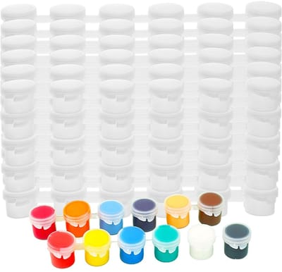 NTH products- Verfpotten 200 Stuks - Mini Lege Verfpotten - Acryl Verf Cups - Verf Container Met Deksels - Opbergstrips - Kosteneffectief 1200 Potten - Verfcontainers