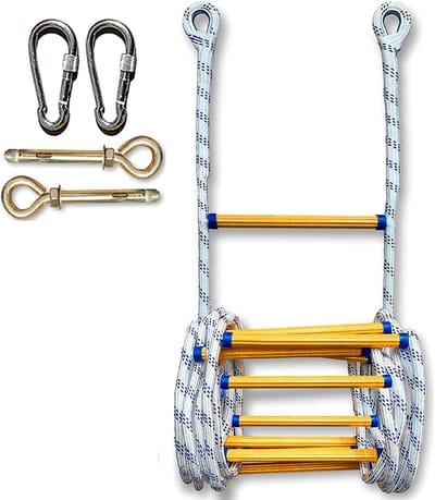 Touwladder - Veiligheidsladder Noodladder - Noodsituaties Ontvluchten - Vlamvertragend Duurzaam Materiaal - 12 Meter - Wit