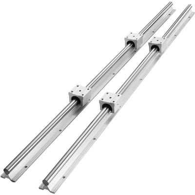 Ensemble de rails de guidage linéaires, SBR20 1000 mm, 2 pièces 39,4 po/1000 mm Rails de guidage SBR20 et 4 pièces Blocs coulissants SBR20UU, Kit de rails linéaires et de roulements pour
