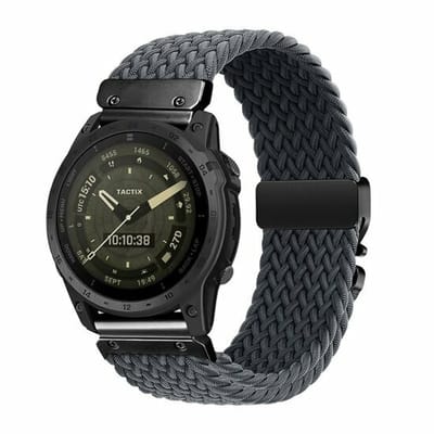 By Qubix - Geschikt voor Garmin bandje - 20mm Quickfit - Braided nylon band met parachute sluiting - Grijs - Geschikt voor Garmin Fenix 7s/6s/5s / Instinct 2s / Epix Pro Gen 2 (42mm)