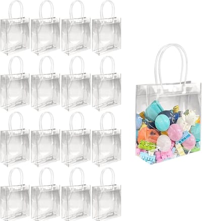 Duurzame Herbruikbare Plastic Tassen met Handvat, 16 Stuks, Ideaal voor Cadeaus, Boodschappen en Evenementen