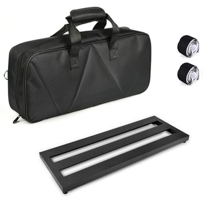 Pédalier d'effet de guitare de taille moyenne en alliage d'aluminium 19,7 x 7,5 pouces avec sac de transport Medium Size noir