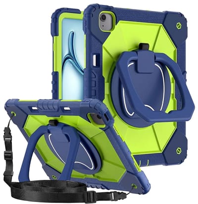 Avizar Schokbestendig Hoesje Geschikt Voor iPad Air 13 2024 / 2025 / M4 2026 met Handvat Standaard, Groen