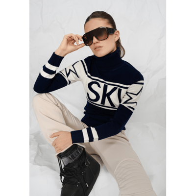 FAMME SKI Sweater Navy Blue/White XL