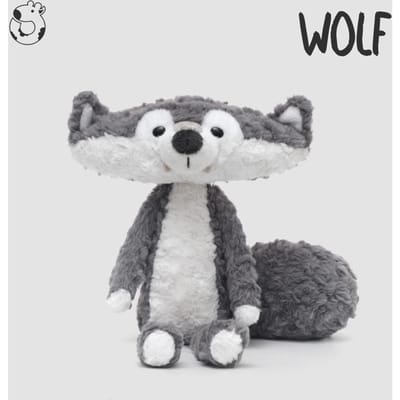 38 cm Kawaii Deva Petit Loup Gris Jouet en Peluche Animaux en Peluche Poupées Jouet d'Accompagnement au Sommeil Décoration de Maison Jouets pour Enfants Cadeau d'Anniversaire Festif 24cm