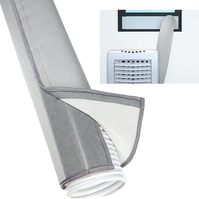 Draagbare airco slangbeschermer - 150×53cm - Met 2 elastische banden - Verstelbare hoes - Geschikt voor binnen- en buitengebruik - Lichtgrijs