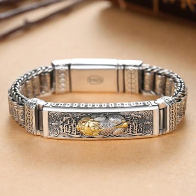 Trendy Nieuwe Producten Geluk Zegening Dappere Troepen Passepartout Zilveren Armband Mannen Rijkdom Kralen Ins Persoonlijkheid Trend 18cm white