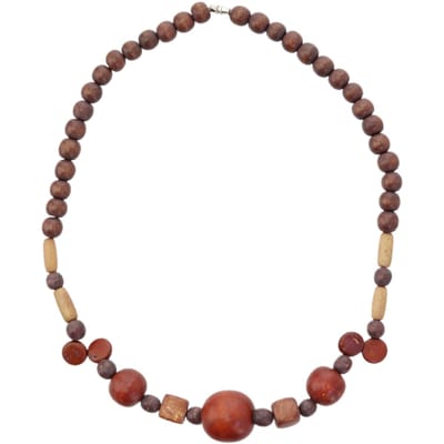 Behave – ketting met houten kralen en blokaccent – earthy stijl