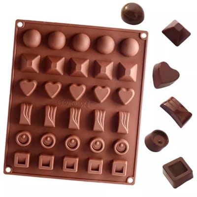 Actie4you® - Siliconen Chocoladevorm Mal - 30 chocolaatjes - 6 verschillende vormen – Snoep maken - Chocolade Maken – Chocolade Mal