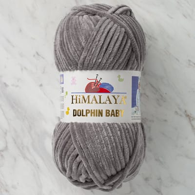 Himalaya Dolphin Baby 80320 Grijs Fluwelen Garen, Breien en Haken, 100g, Super Zacht, Fluweel Breigaren, Volumineuze Pluche, Schijnen Fluweelachtig, Chenille Dolfijn Baby Wol, Amigurumi, Velluto Velours, Breiwol, Haakgaren, Kind Deken