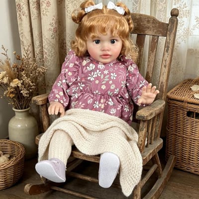 Babypop Meisje - Peuter Pop - Rollenspel - Zacht Doek Lichaam - 66 cm - Paars