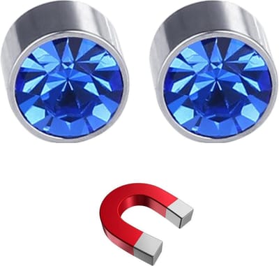Fako Bijoux® - Oorbellen - Magneet - RVS - 6mm - Kristal - Blauw