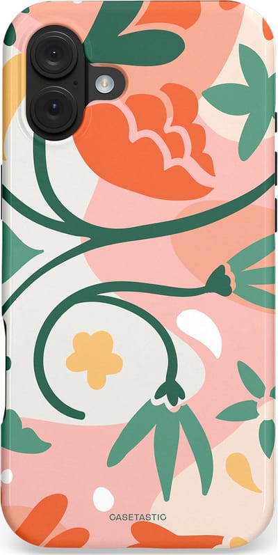 Casetastic hoesje geschikt voor Apple iPhone 16 Plus - MagSafe - Dubbellaagse bescherming - Bloesem Pastels - Fashion Case - Perzik Wit Crème Saliegroen