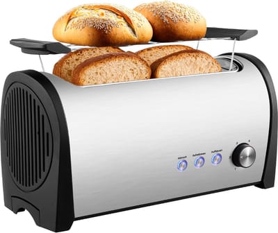 SNJY® Broodrooster met Tostiklemmen - Tosti Apparaat - Toaster - Voor 4 Sneetjes - 1500W - Zilver