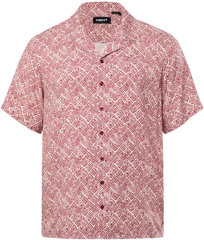 Men Plus - Heren - Overhemd van viscose korte mouwen Cubaanse kraag Cubaanse fit - Koperbruin - Maat 3XL