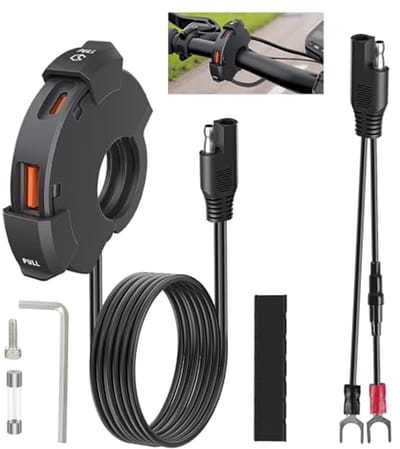 48W USB C Stopcontact - Waterdichte Motorfiets Telefoonlader met QC3.0 en PD Type-C