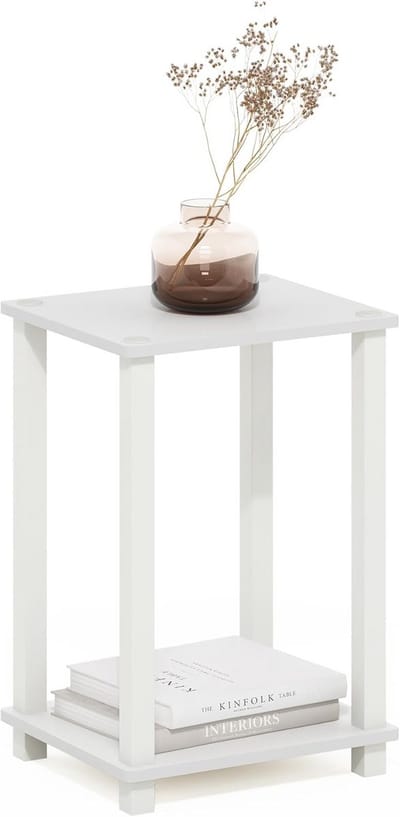Kleine bijzettafel - Hoektafel - Woonruimte inrichten - Stabiel en compact - 34x29x50 cm - Wit