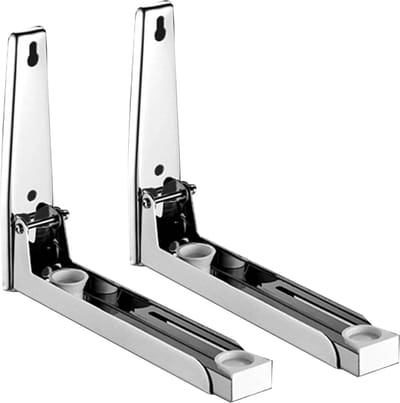Wandhouder voor microgolfovenrek, 2 stuks, verstelbaar, opvouwbaar, gepolijst, roestvrij staal, sterke belasting, universele antislip houder voor magnetron, voor thuiskeuken