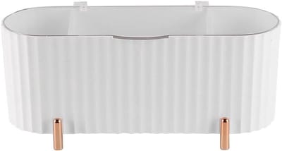 EGoods - Make-up opbergcontainers met 3 compartimenten en deksel, wattenstaafjeshouder