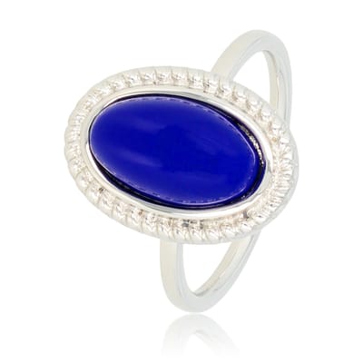 My Bendel - Vintage Ring Zilverkleurig met Blauwe Steen - Vintage Zilverkleurige Ring - Blauwe Steen - Stainless Steel Design - met Luxe Cadeauverpakking | Sieraden Voor Dames | Maat 18.00 Mm / Maat 57