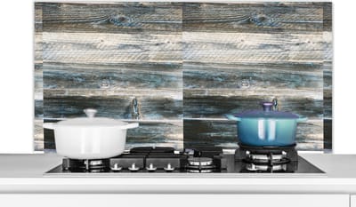 Spatscherm keuken 120x60 cm - Kookplaat achterwand Vintage - Patroon - Hout - Muurbeschermer - Spatwand fornuis - Hoogwaardig aluminium