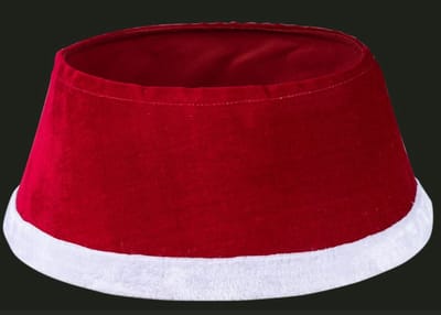Famiflora kerstboomrok hoes Rood & Wit - Diameter 56 x 25 cm (boven diameter 38,5 cm) - Decoratieve Afdekkap met Touwstrik - Sfeervolle Kerstdecoratie - Open onderkant voor eenvoudig plaatsen